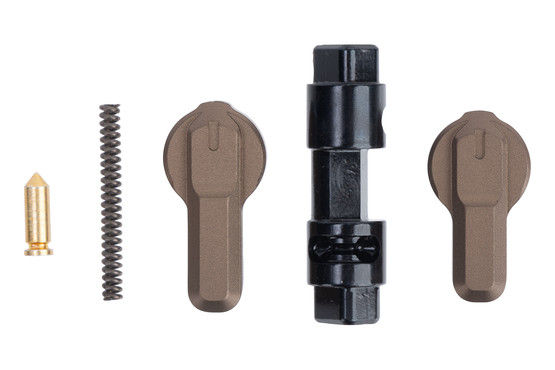 Aero Pro Ambi Safety Selector in Kodiak Brown has a black nitride safety drum
